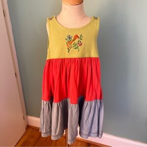 Garnet Hill Sz 4 Kids Dress in Yellow, Red, and Blue